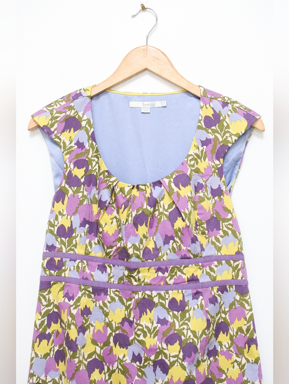 Boden Valentine Tulip Dress Floral Sheath Midi Purple Sz 8 Pastel Coquette Retro - Picture 3 of 8
